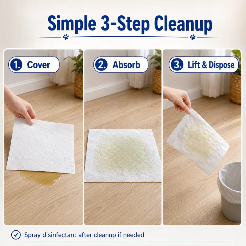 🔥Disposable Pet Absorbent Sheets for Quick Urine Cleanup – Fast-Locking, Odor-Control Protection for Hardwood Floors🐶🐱