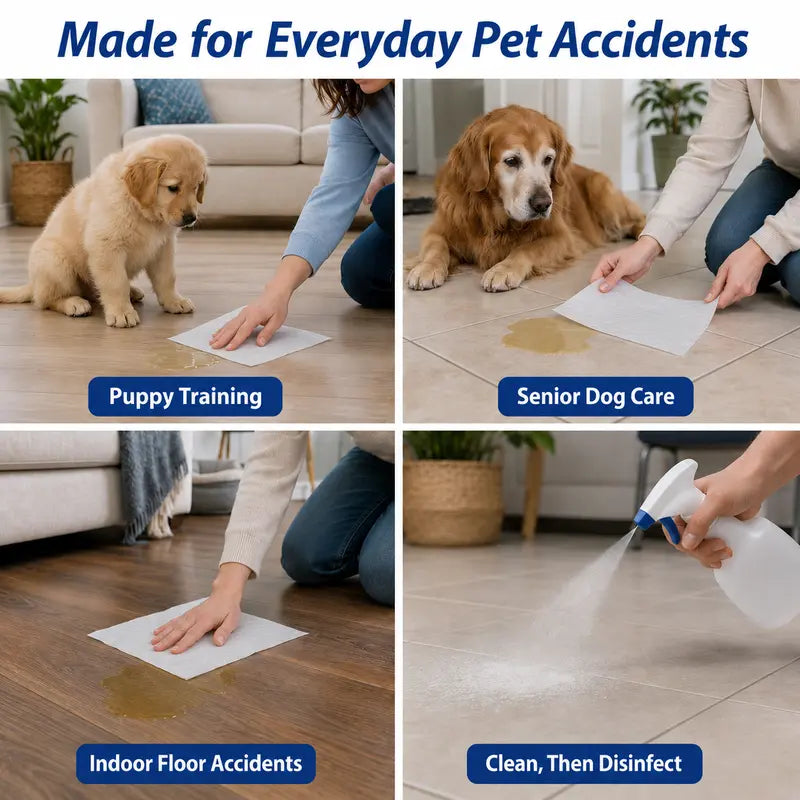 🔥Disposable Pet Absorbent Sheets for Quick Urine Cleanup – Fast-Locking, Odor-Control Protection for Hardwood Floors🐶🐱