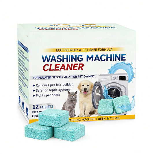 🔥Eco-Friendly Washing Machine Cleaner Tablets (12 Count) | Pet Safe Odor Neutralizer & Deep Clean Descaler for Fresh, Grime-Free Washers